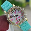 2015 Trendy love heart dial round silicone rubber watch